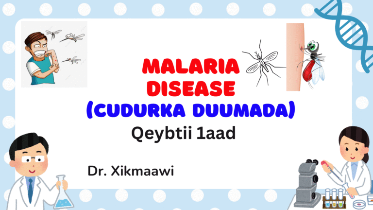MALARIA DISEASE (CUDURKA DUUMADA) QEYBTII 1AAD